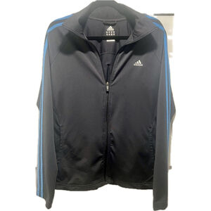 Adidas Men's Clima365 Track Jacket – Size Large, Black with Blue Stripes (b3)